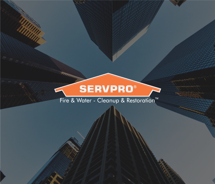  Buildings in the sky with Servpro logo