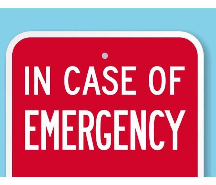 emergency sign with blue background